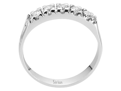Moderner 5-Steine Rundschliff Diamantring aus 14K Weißgold