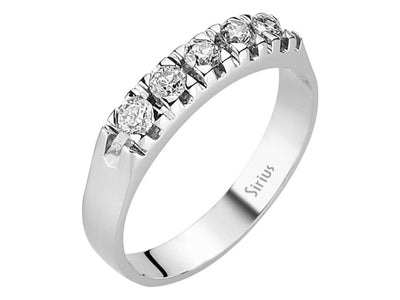Moderner 5-Steine Rundschliff Diamantring aus 14K Weißgold