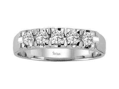 Eleganter 5-Steine Rundschliff Diamantring aus 14K Weißgold