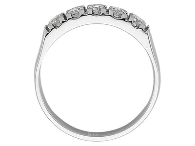 Eleganter 5-Steine Rundschliff Diamantring aus 14K Weißgold