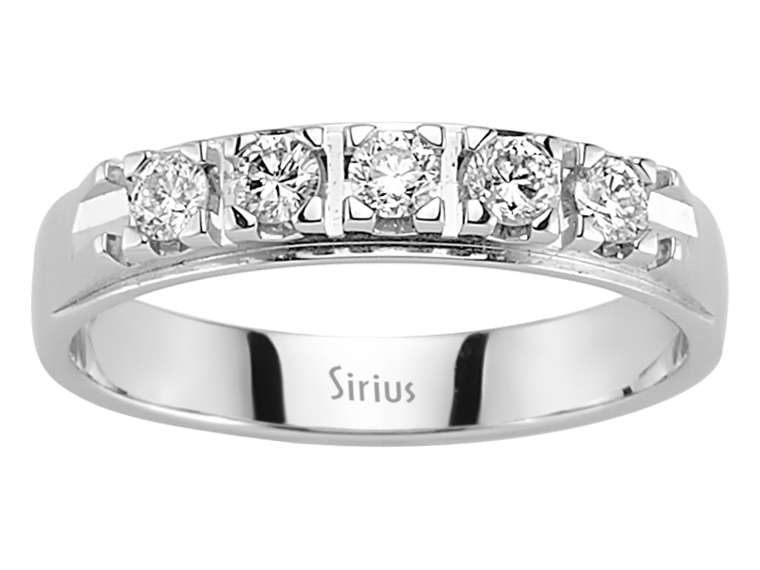 Bague en diamant classique à 5 pierres, Taille Brillant Rond, en Or Blanc 14 carats – Bijoux haut de gamme de Rosy Lab Diamonds