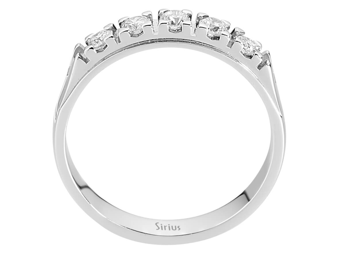 Bague en diamant classique à 5 pierres, Taille Brillant Rond, en Or Blanc 14 carats – Bijoux haut de gamme de Rosy Lab Diamonds
