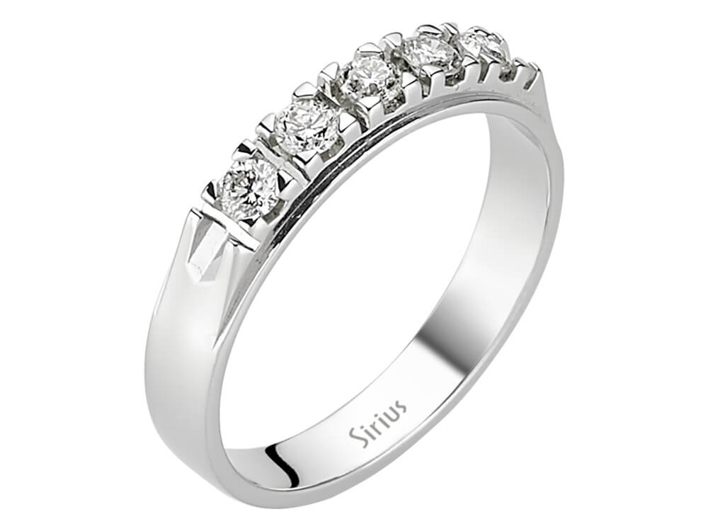 Bague en diamant classique à 5 pierres, Taille Brillant Rond, en Or Blanc 14 carats – Bijoux haut de gamme de Rosy Lab Diamonds