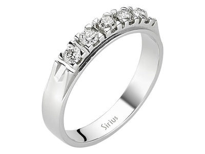 Klassischer 5-Stein Rundschliff Diamantring aus 14 Karat Weißgold
