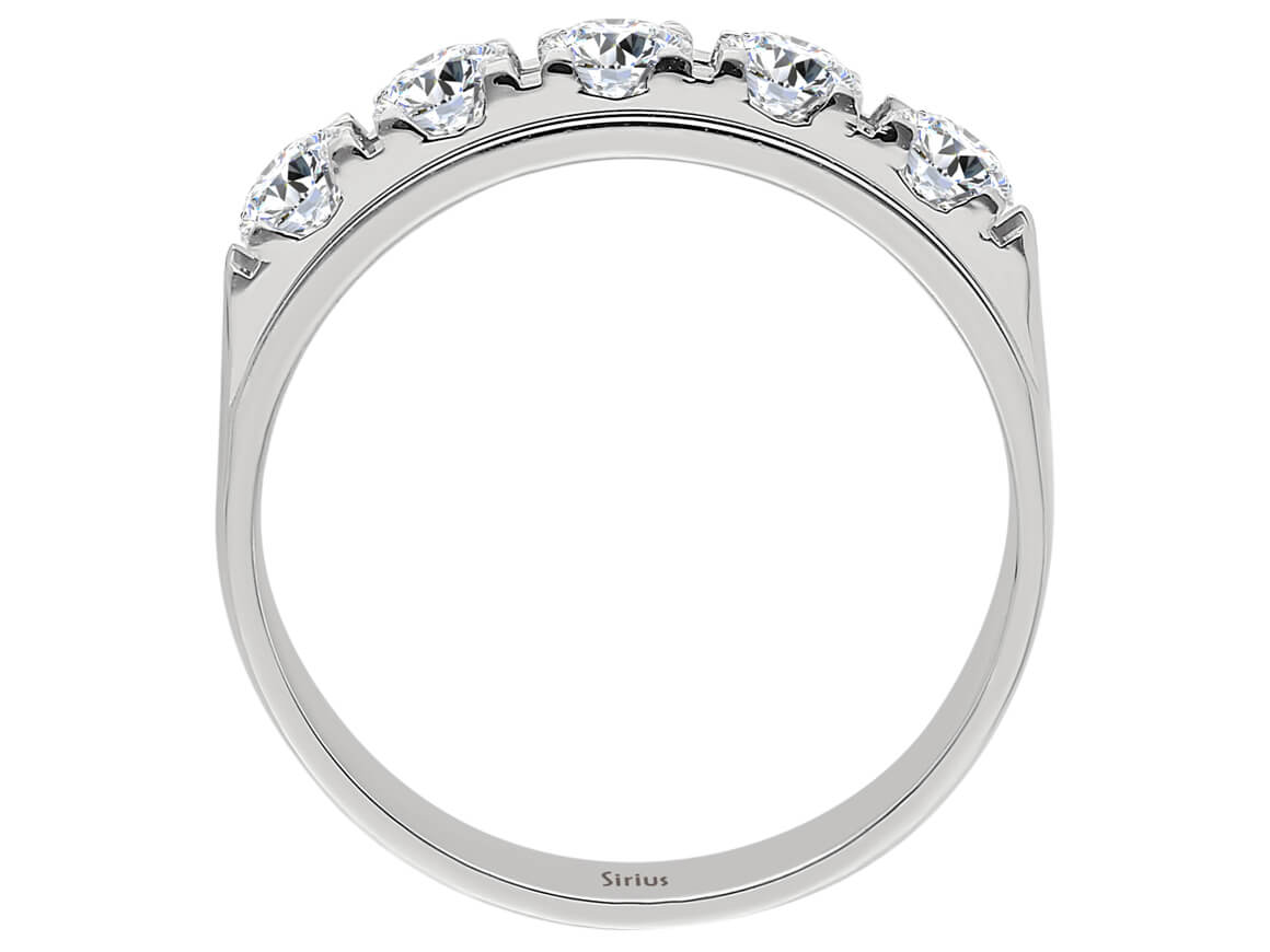 Eleganter 5-Stein Rundschliff Diamantring aus 14 Karat Weißgold