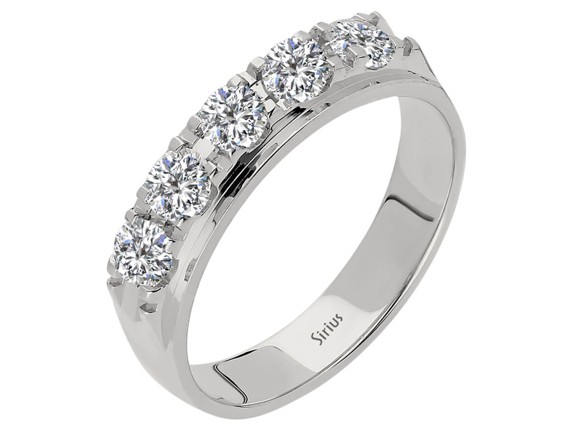 Eleganter 5-Stein Rundschliff Diamantring aus 14 Karat Weißgold