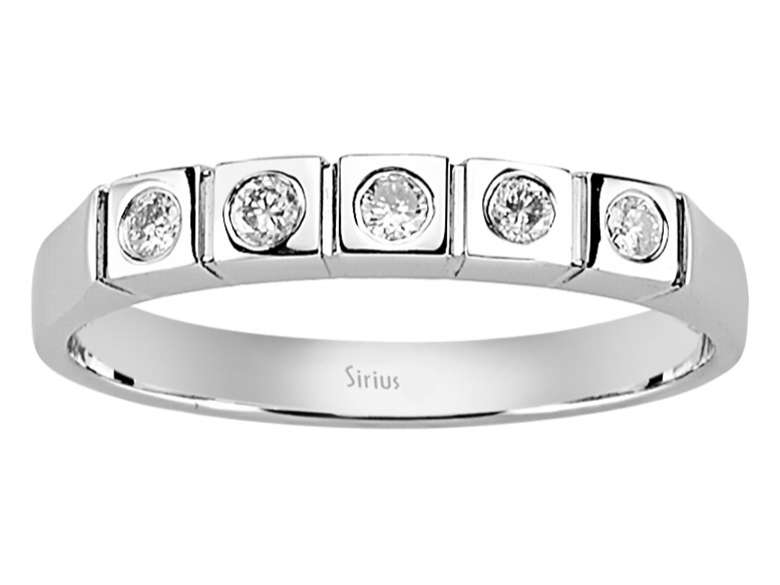 Moderner 5-Stein Rundschliff Diamantbandring in 14 Karat Weißgold