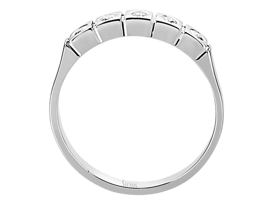 Moderner 5-Stein Rundschliff Diamantbandring in 14 Karat Weißgold