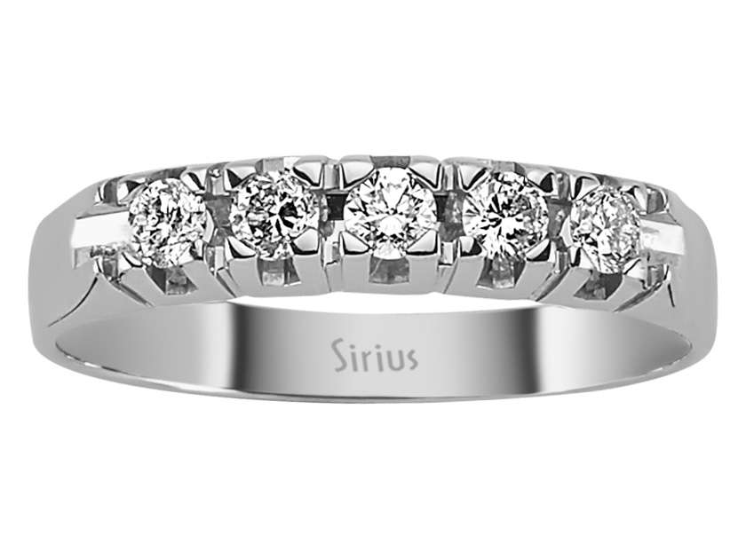 Zeitloser 5-Stein Rundschliff Diamantbandring in 14 Karat Weißgold