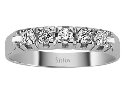 Zeitloser 5-Stein Rundschliff Diamantbandring in 14 Karat Weißgold