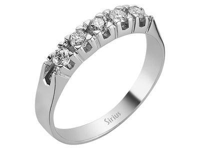 Zeitloser 5-Stein Rundschliff Diamantbandring in 14 Karat Weißgold