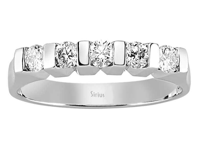 Bague classique en diamant taille brillant rond à 5 pierres, en or blanc 14 carats – bijoux haut de gamme de Rosy Lab Diamonds