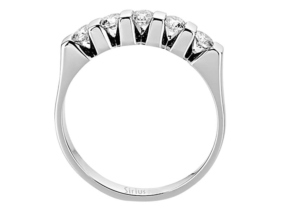 Klassischer 5-Stein Rundschliff Diamantbandring in 14 Karat Weißgold