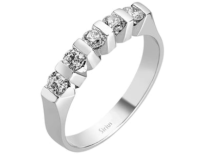 Klassischer 5-Stein Rundschliff Diamantbandring in 14 Karat Weißgold