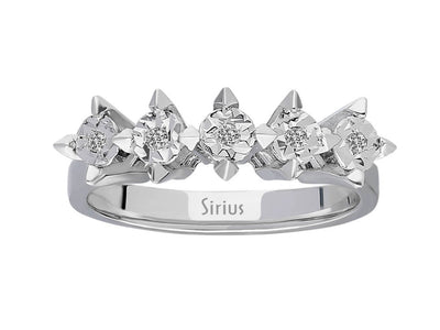 Ring with 5 round diamonds, each 0.05 carat, 8K white gold