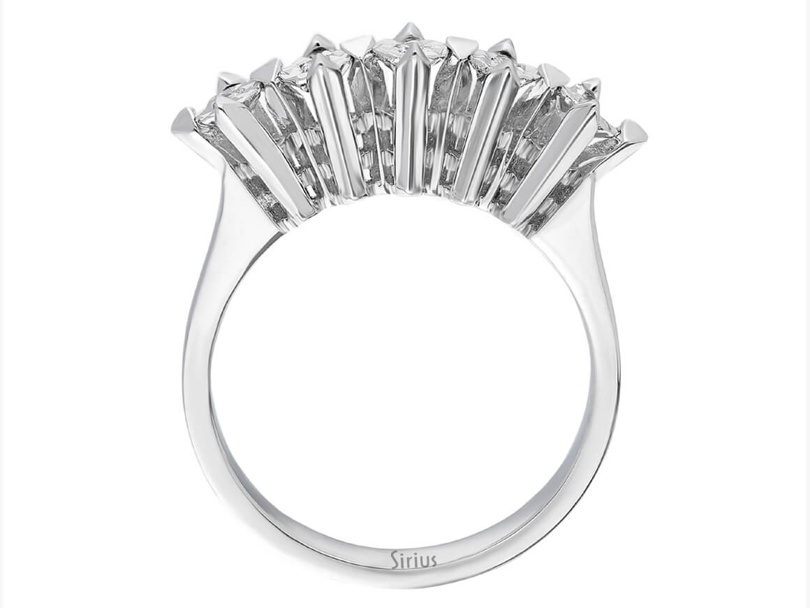 Eleganter Ring mit 5 x 0,05 Karat Diamanten - 8K Weißgold - hochwertiger Schmuck von Rosy Lab Diamonds