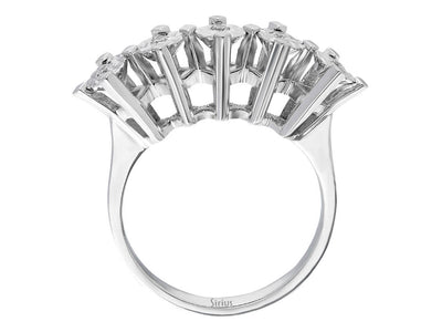 Ring with 5 round diamonds, each 0.09 carat, 8K white gold