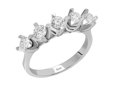 14 Karat White Gold Ring with 5 Round Diamonds – Solitaire Ring