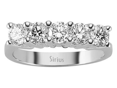 Eleganter Weißgoldring mit 5 Labordiamanten im klassischen Design