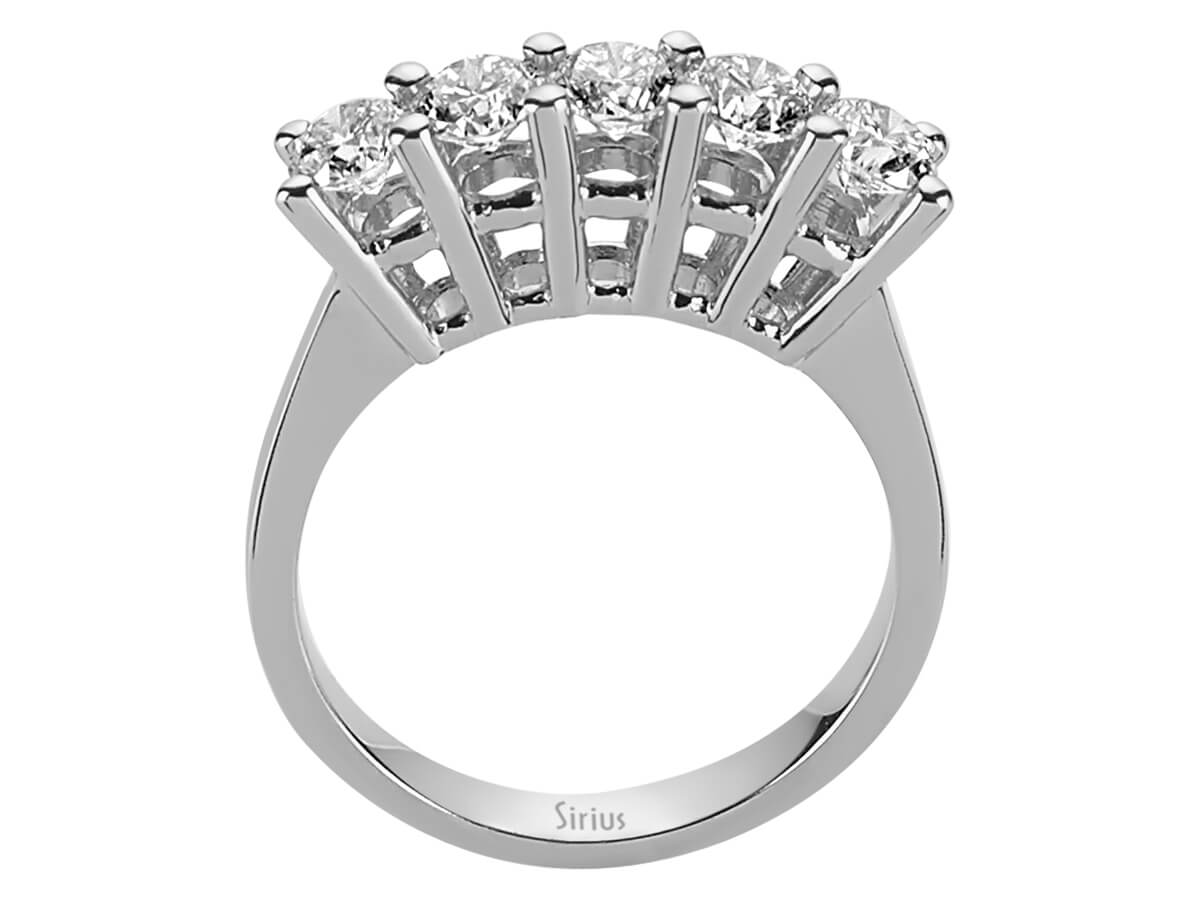 Bague en or blanc avec 5 diamants de laboratoire (1,16 ct) | Classique 14 carats – Bijoux haut de gamme de Rosy Lab Diamonds