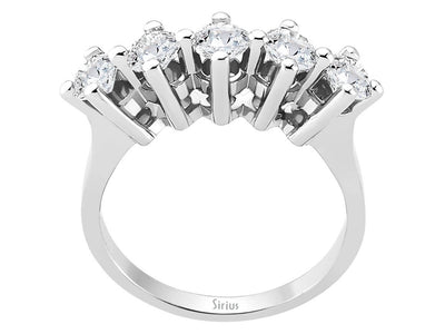 Klassischer Weißgoldring mit 5 Labordiamanten im Brillantschliff