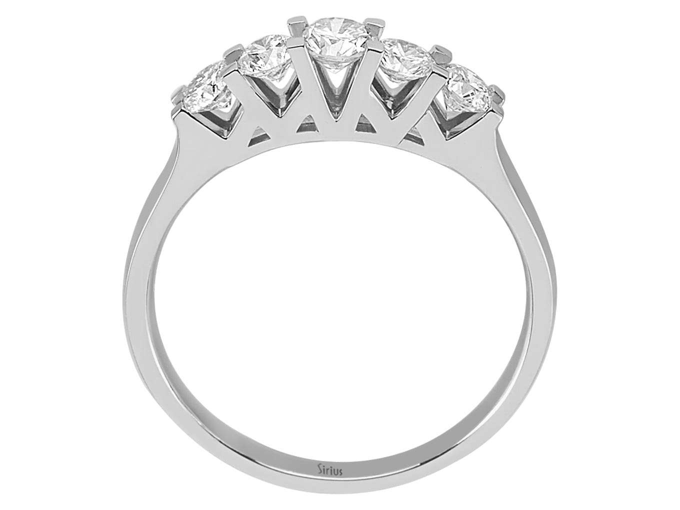Weißgold-Ring mit 5 runden Diamanten – Strahlender Fünfstein-Stil – 23R0046