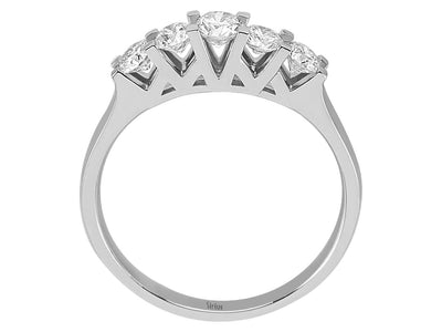 Weißgold-Ring mit 5 runden Diamanten – Strahlender Fünfstein-Stil – 23R0046