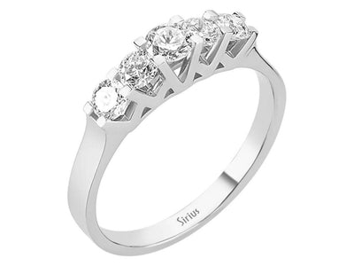 Weißgold-Ring mit 5 runden Diamanten – Strahlender Fünfstein-Stil – 23R0046