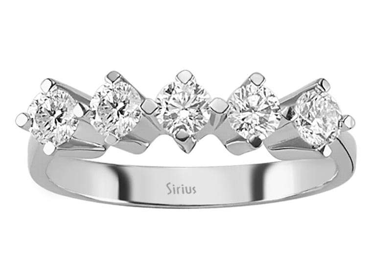 Klassischer Fünfsteinring aus 14K Weißgold mit Labor-Diamanten – 0,68 ct