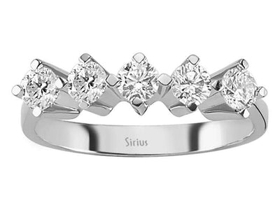 Klassischer Fünfsteinring aus 14K Weißgold mit Labor-Diamanten – 0,68 ct