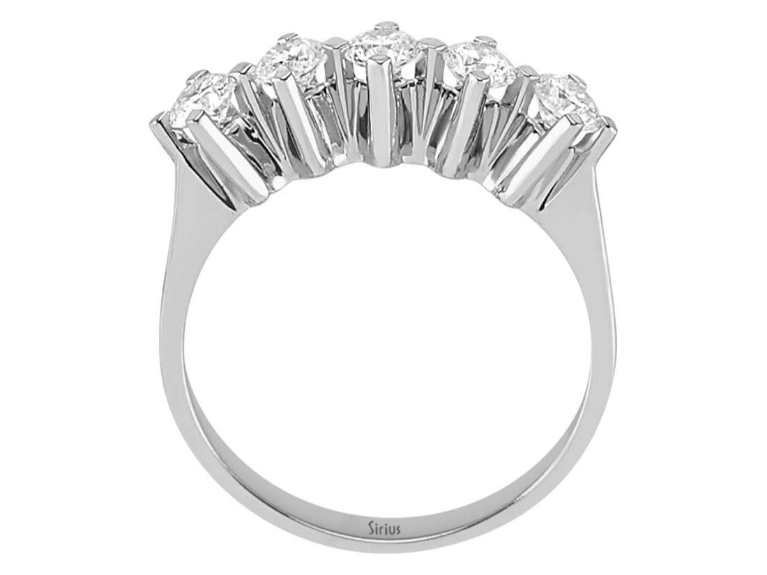 Klassischer Fünfsteinring aus 14K Weißgold mit Labor-Diamanten – 0,68 ct