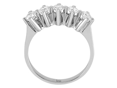 Klassischer Fünfsteinring aus 14K Weißgold mit Labor-Diamanten – 0,68 ct