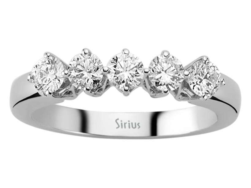 5-Stein-Ring aus 14K Weißgold mit 0,77 ct labordiamanten