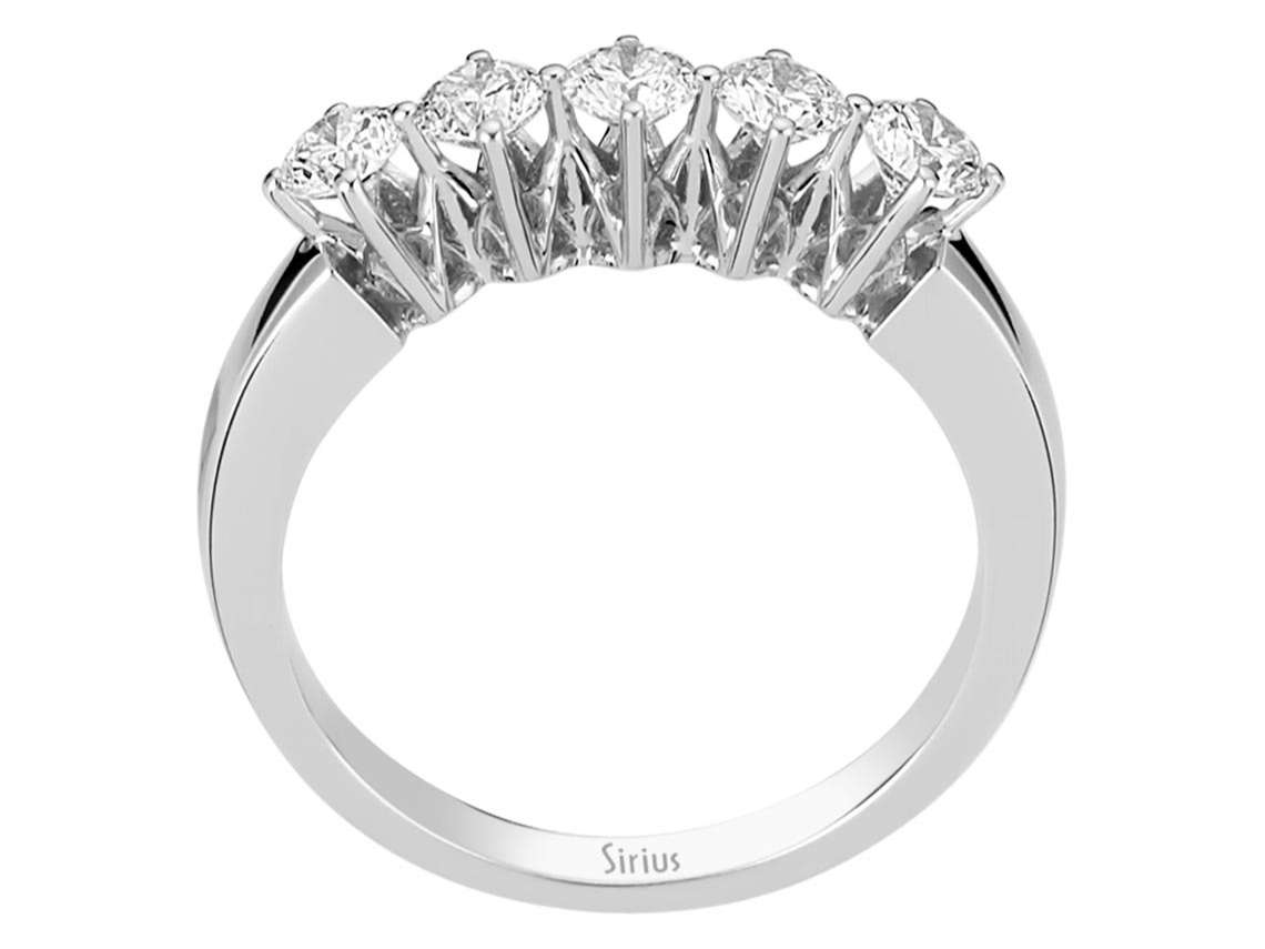 Bague à 5 pierres avec 0,77 ct de diamants de laboratoire en Or Blanc 14 K – Bijoux haut de gamme de Rosy Lab Diamonds