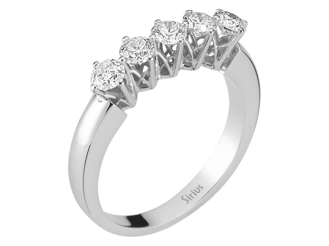 5-Stein-Ring aus 14K Weißgold mit 0,77 ct labordiamanten