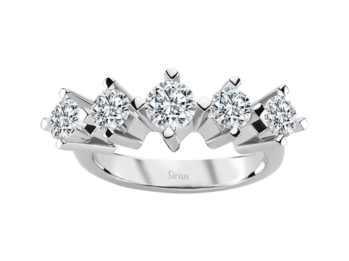 Diamant 5 pierres 1,40 ct - Or Blanc 14K - Design classique - Bijoux haut de gamme de Rosy Lab Diamonds