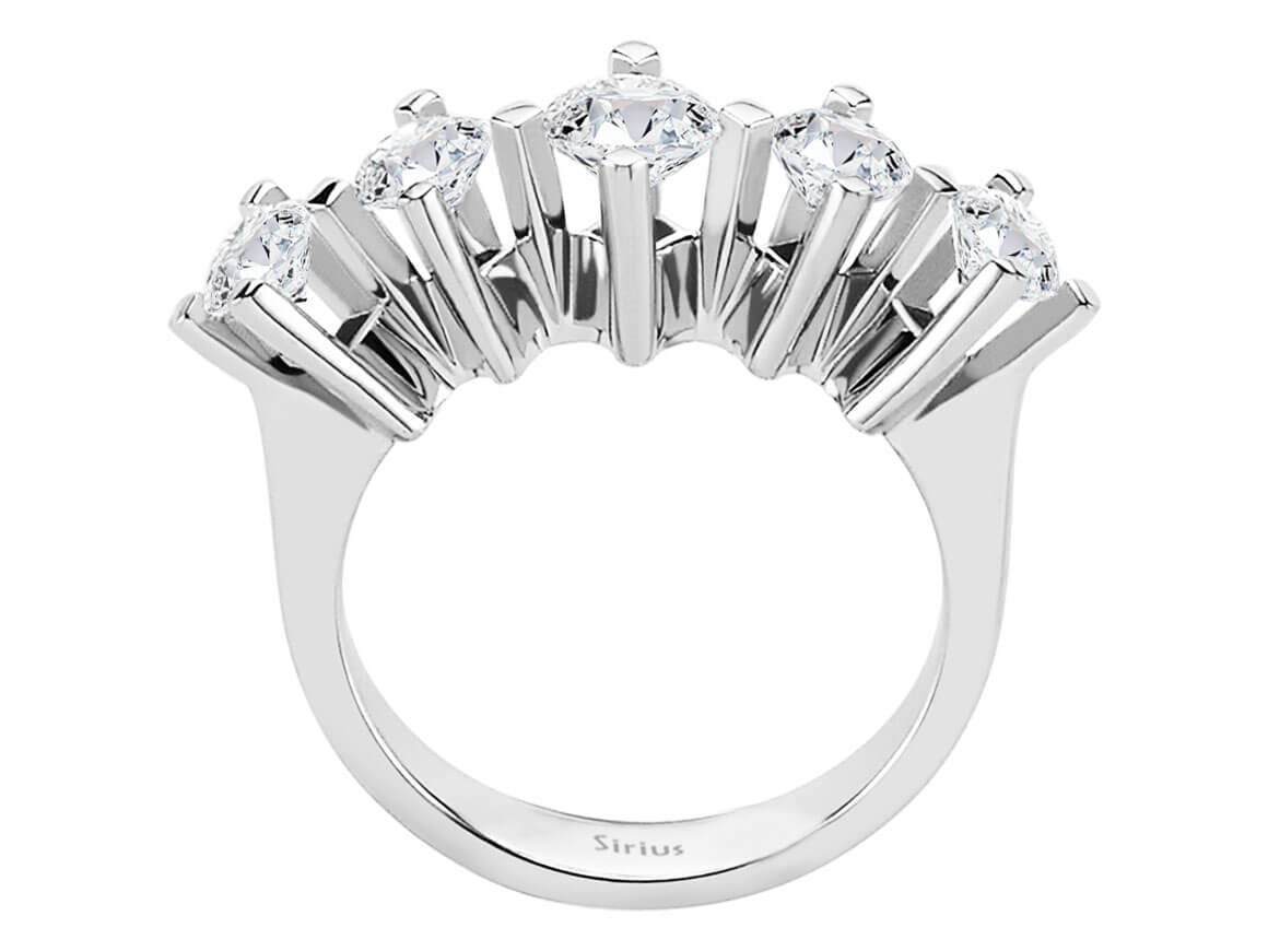 Diamant 5 pierres 1,40 ct - Or Blanc 14K - Design classique - Bijoux haut de gamme de Rosy Lab Diamonds