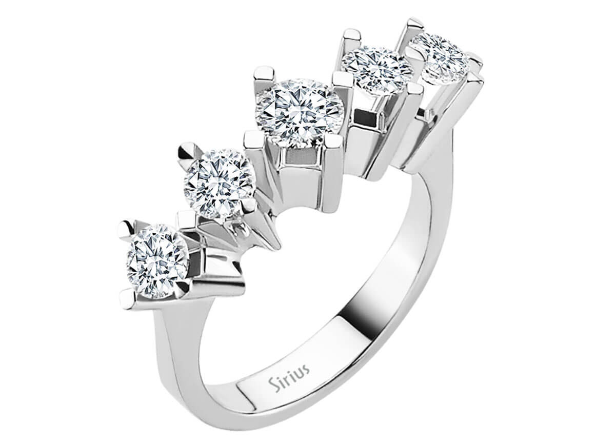 Diamant 5 pierres 1,40 ct - Or Blanc 14K - Design classique - Bijoux haut de gamme de Rosy Lab Diamonds