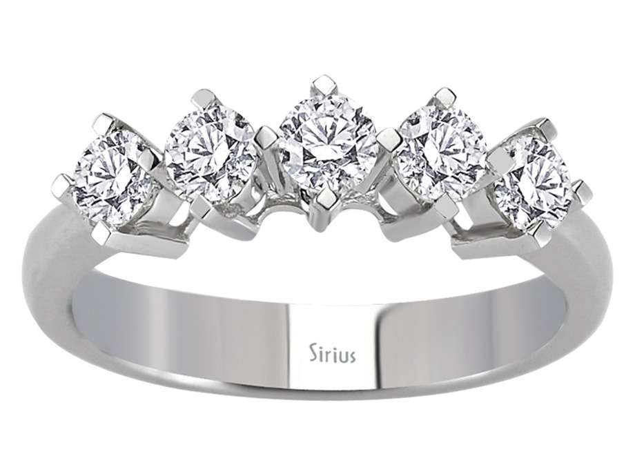 Elegant 5-Stone Round Diamond Ring in 14K White Gold