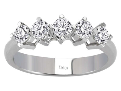 Elegant 5-Stone Round Diamond Ring in 14K White Gold