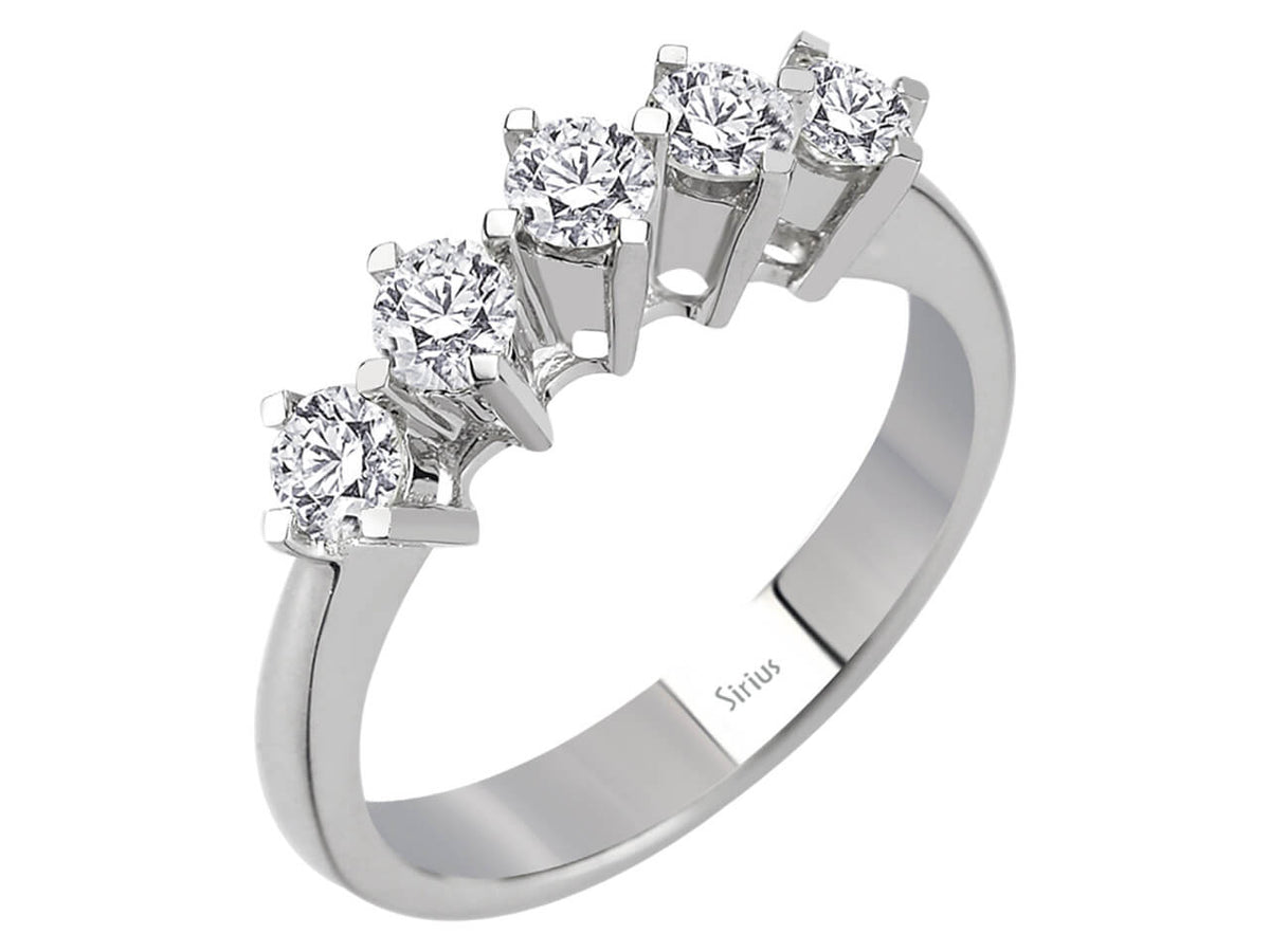 Eleganter 5-Stein Runddiamant-Ring aus 14K Weißgold mit laborgezüchteten Diamanten - hochwertiger Schmuck von Rosy Lab Diamonds