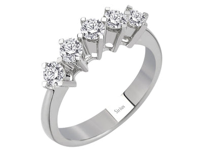 Elegant 5-Stone Round Diamond Ring in 14K White Gold