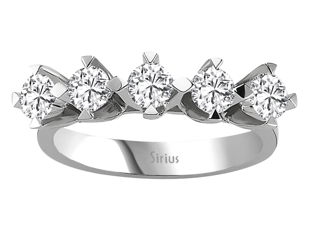Bague en Or Blanc avec 5 diamants de laboratoire de 1,00 carat – Bijoux haut de gamme de Rosy Lab Diamonds