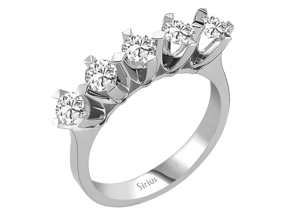 Bague en Or Blanc avec 5 diamants de laboratoire de 1,00 carat – Bijoux haut de gamme de Rosy Lab Diamonds