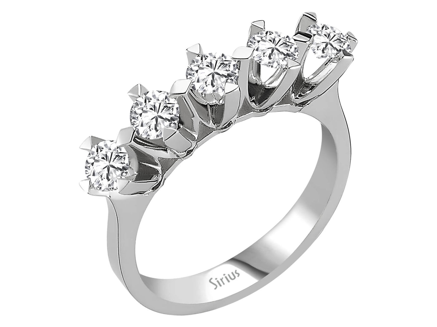 Weißgold Ring mit 5 laborgezüchteten Diamanten, insgesamt 1,00 Karat