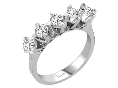 Weißgold Ring mit 5 laborgezüchteten Diamanten, insgesamt 1,00 Karat