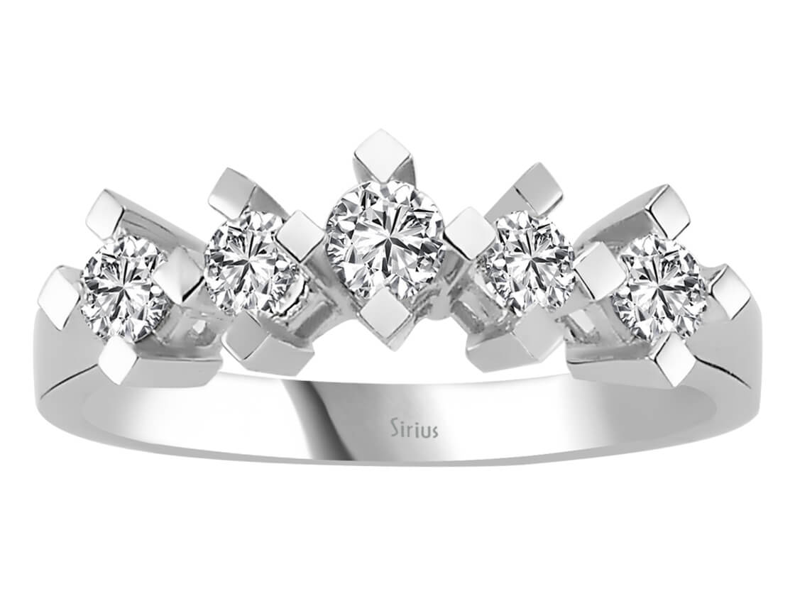 5 laboratuvarda yetiştirilmiş elmaslı 0,50 karat Beyaz Altın yüzük, 14 ayar altın - Rosy Lab Diamonds’tan yüksek kaliteli Mücevher