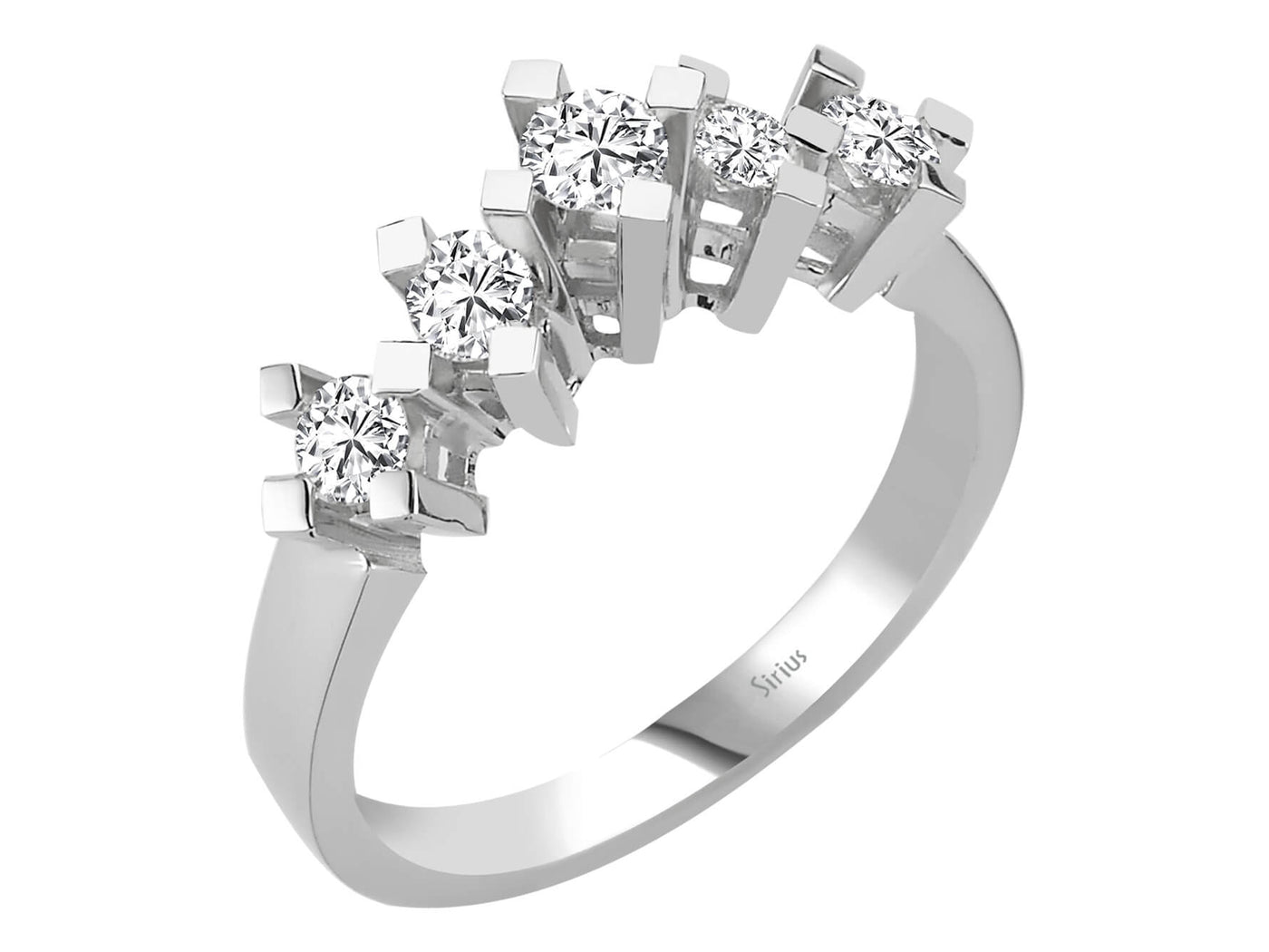 Weißgold-Ring mit 5 laborgezüchteten Diamanten (0,50 Karat)