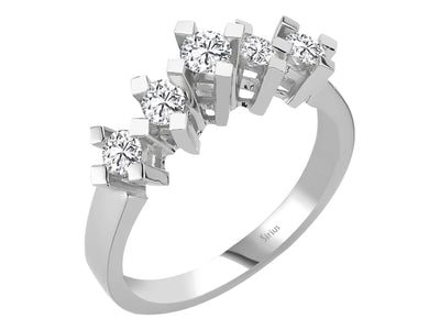 Weißgold-Ring mit 5 laborgezüchteten Diamanten (0,50 Karat)