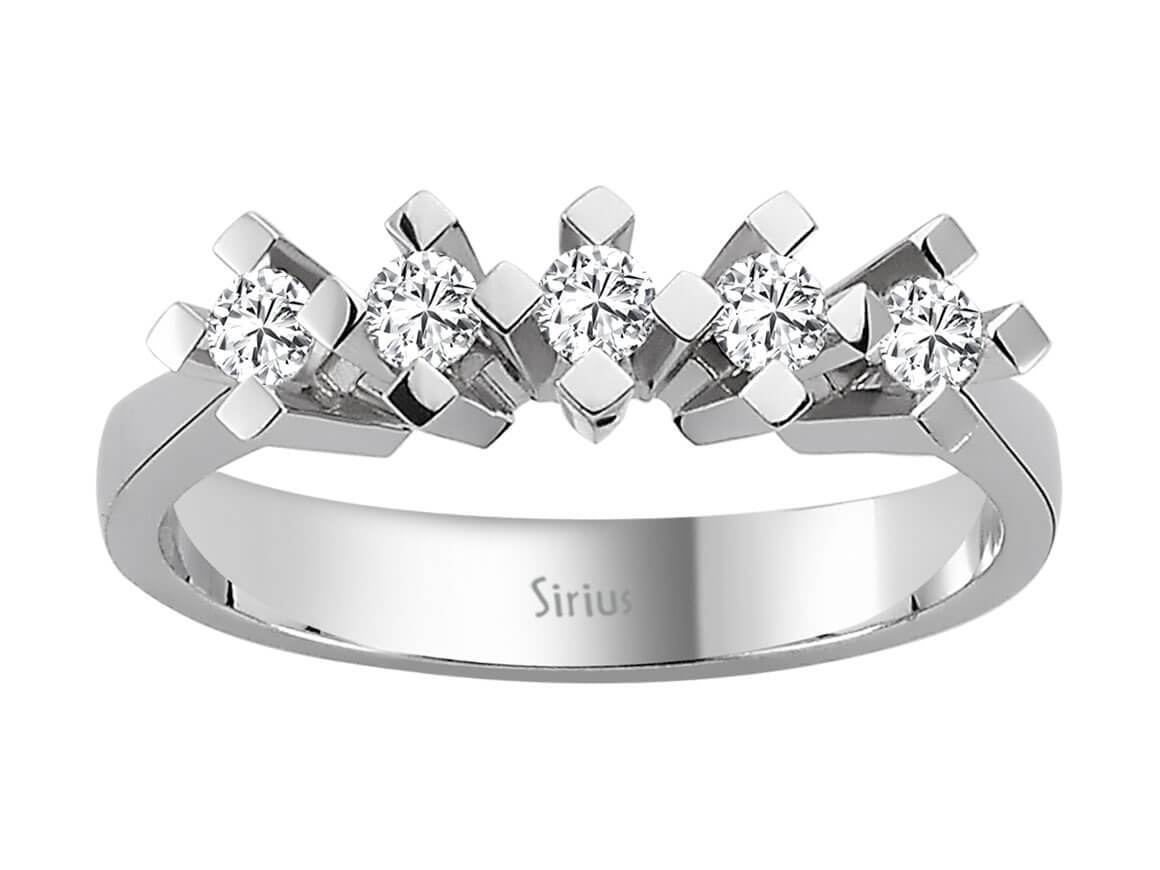 Weißgold Ring mit 5 laborgezüchteten Diamanten, 0,27 Karat